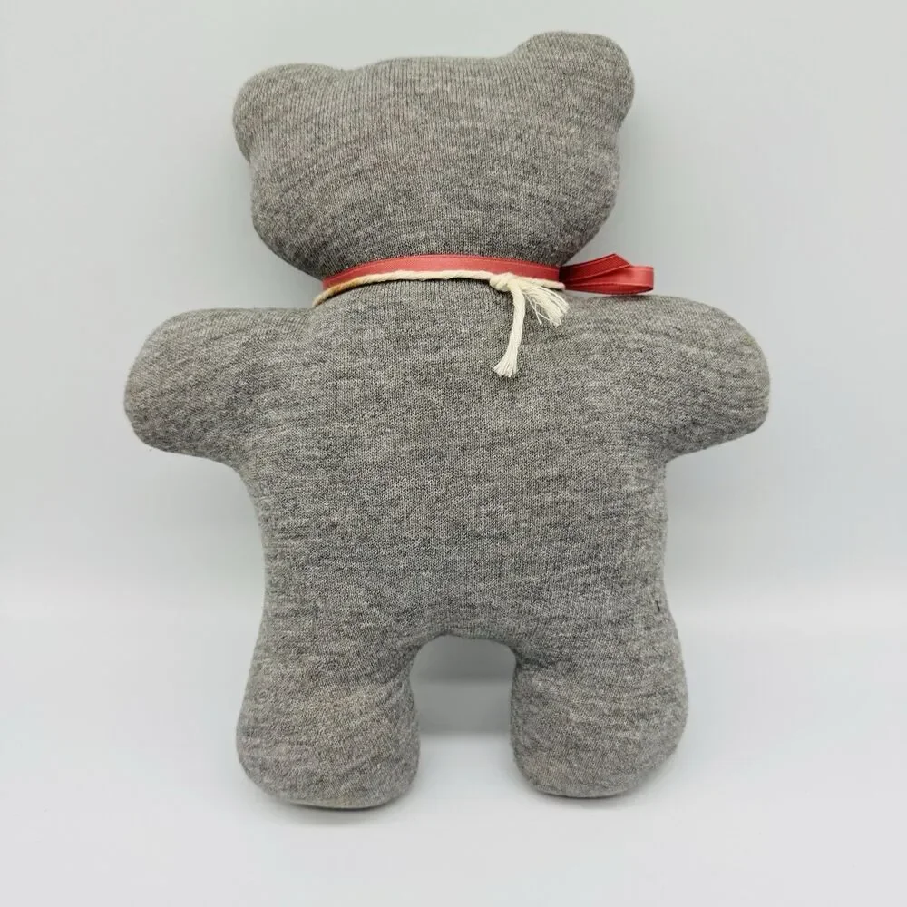 Waleigh Bear Originals Handmade Plush Teddy Bear Grey Knit Jersey Coral NWT New